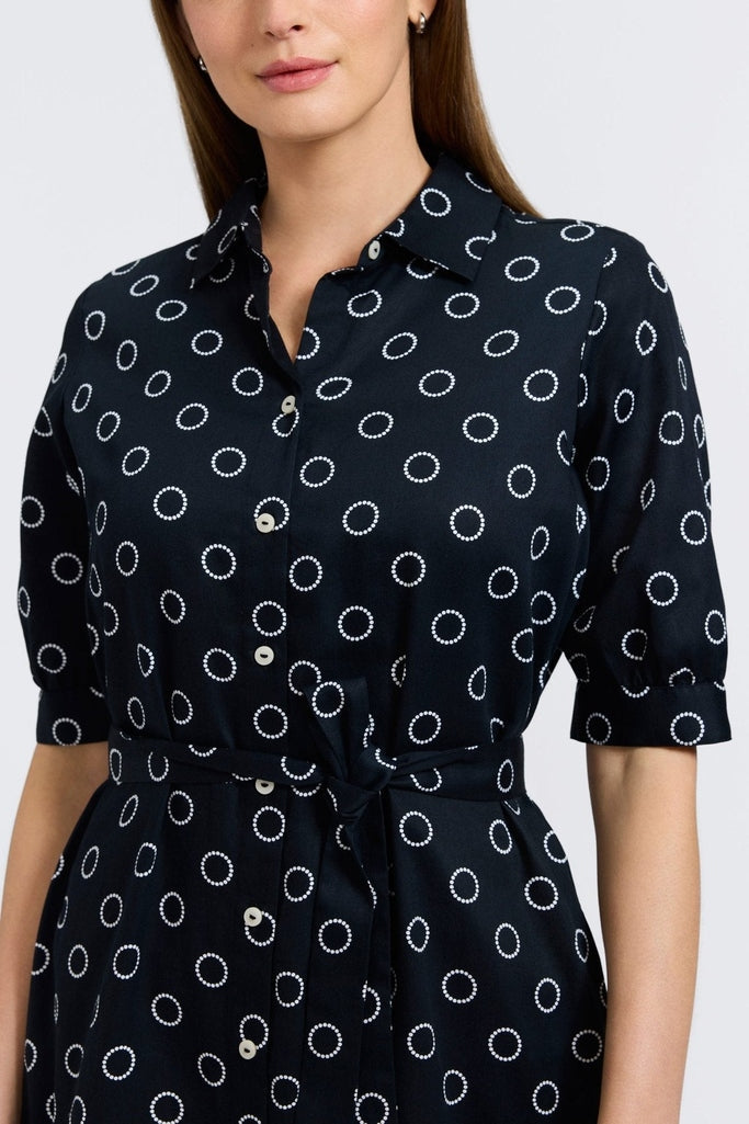 Esther Circle Dot Elbow Sleeve Dress  