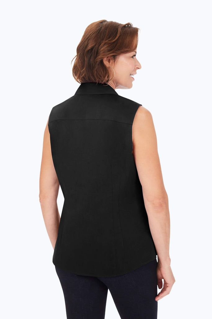 Taylor Essential Stretch Non-Iron Sleeveless Shirt #color_black