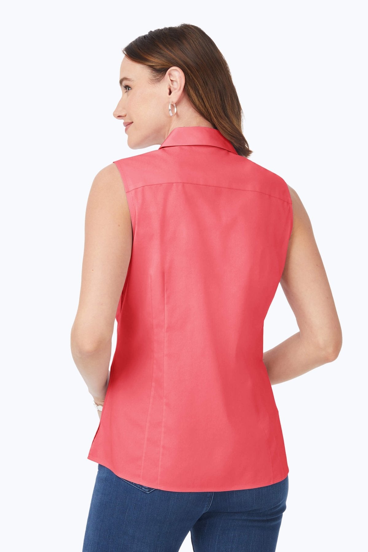 Taylor Essential Stretch Non-Iron Sleeveless Shirt #color_coral sunset