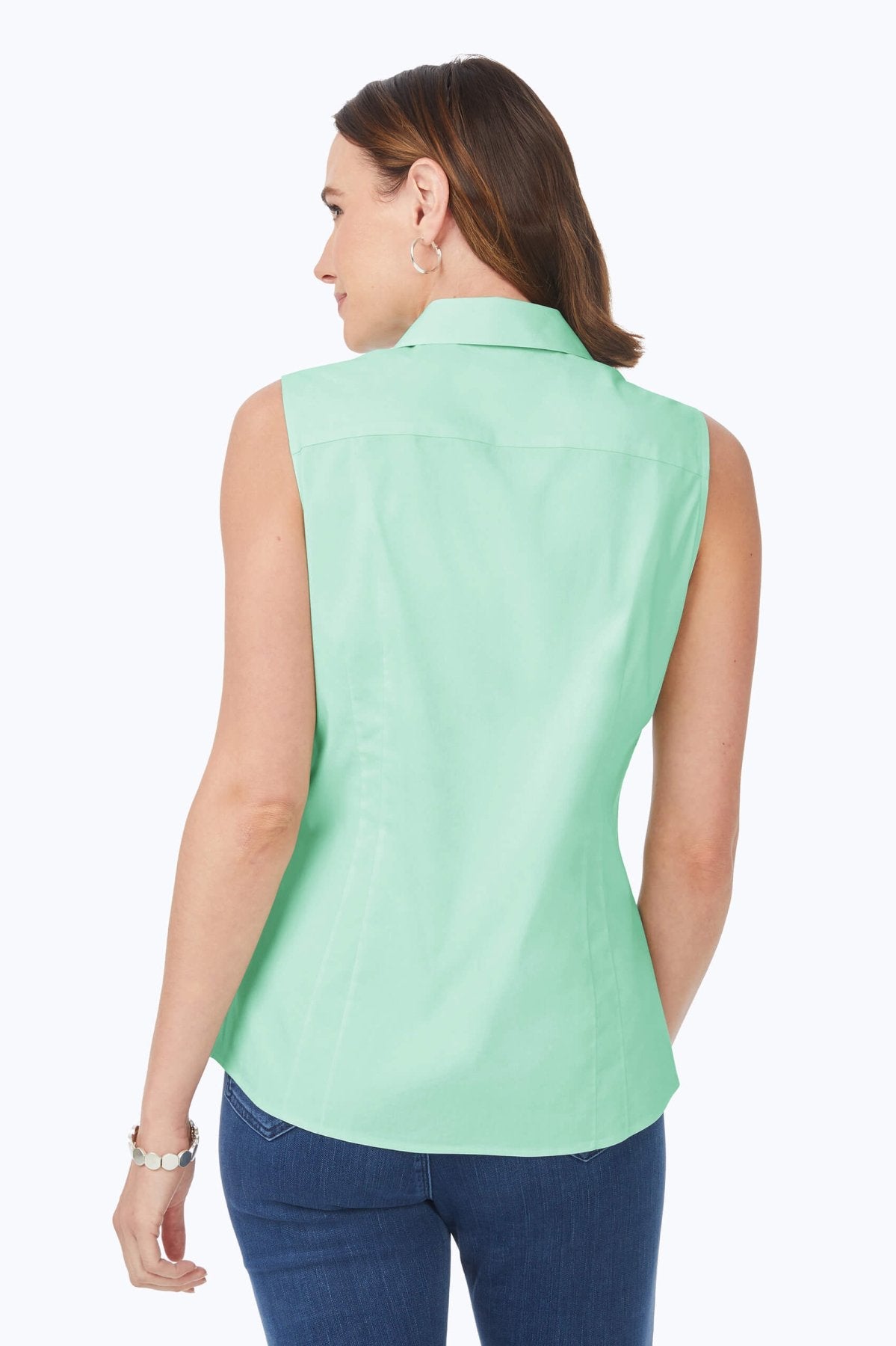 Taylor Essential Stretch Non-Iron Sleeveless Shirt #color_sea mist