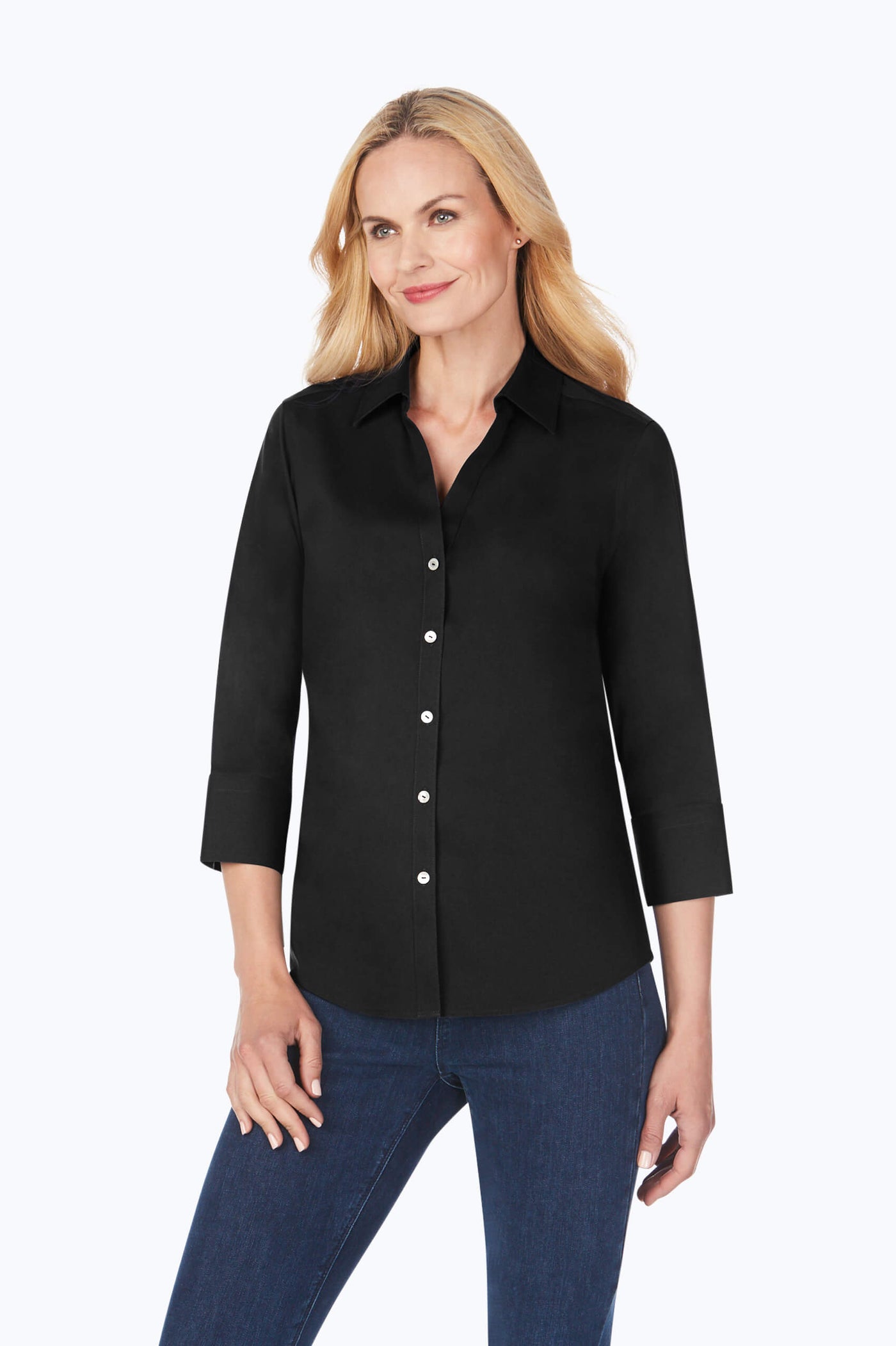 Mary Essential Stretch Non-Iron Shirt #color_black