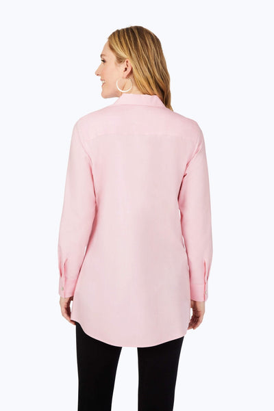 Cici Essential Pinpoint Non-Iron Tunic #color_chambray pink