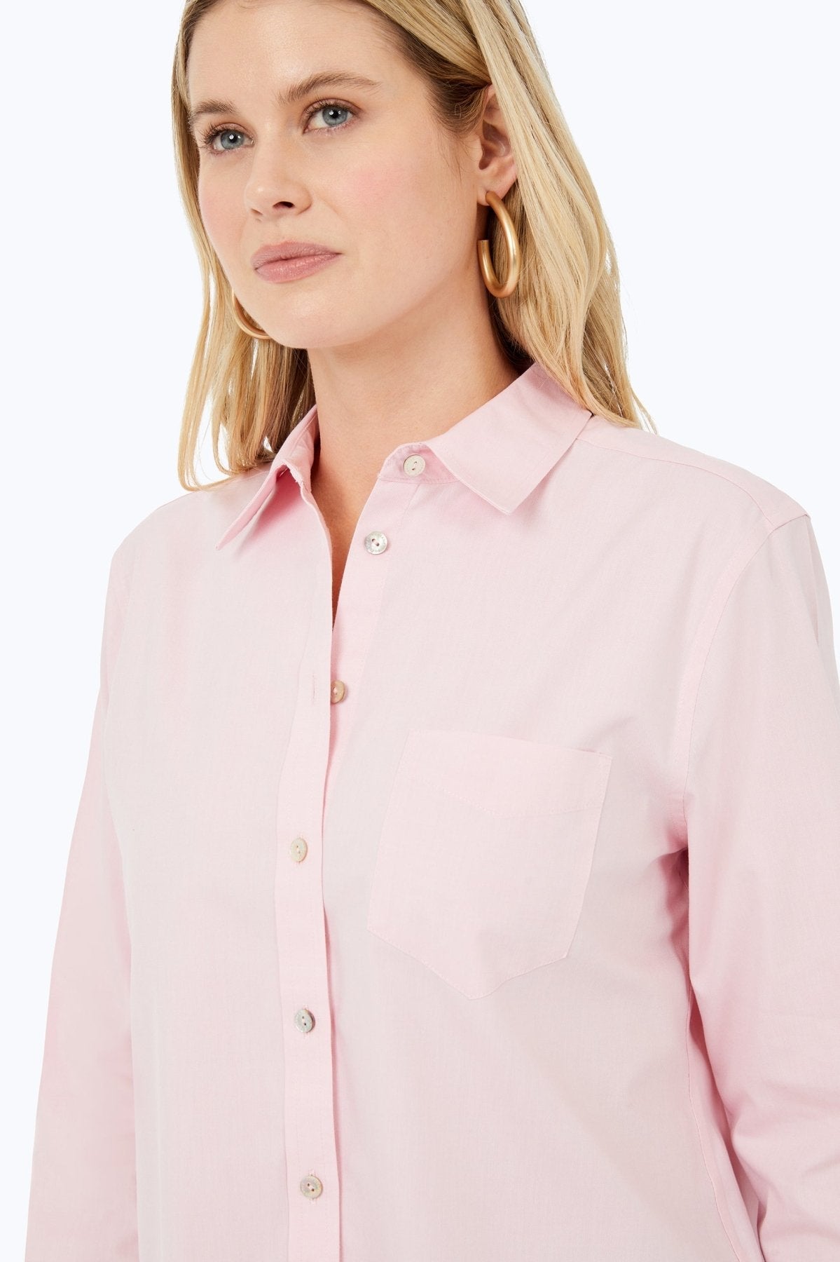 Boyfriend Pinpoint Non-Iron Tunic #color_chambray pink