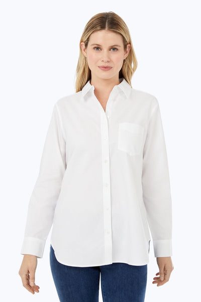 Boyfriend Pinpoint Non-Iron Tunic #color_white