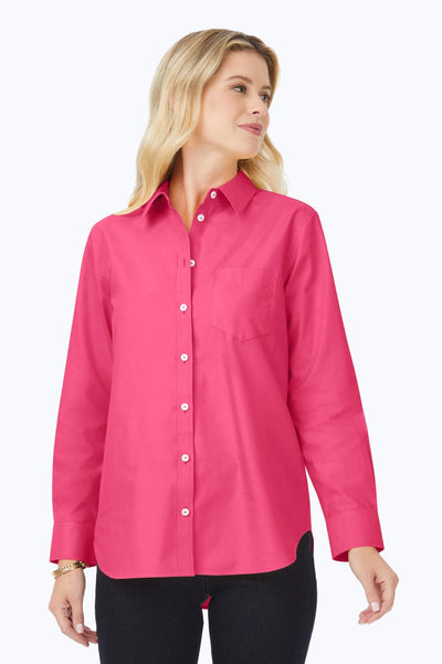 Boyfriend Pinpoint Non-Iron Tunic #color_french rose