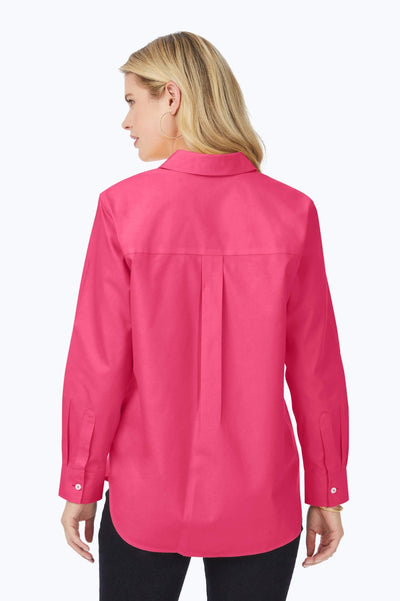 Boyfriend Pinpoint Non-Iron Tunic #color_french rose