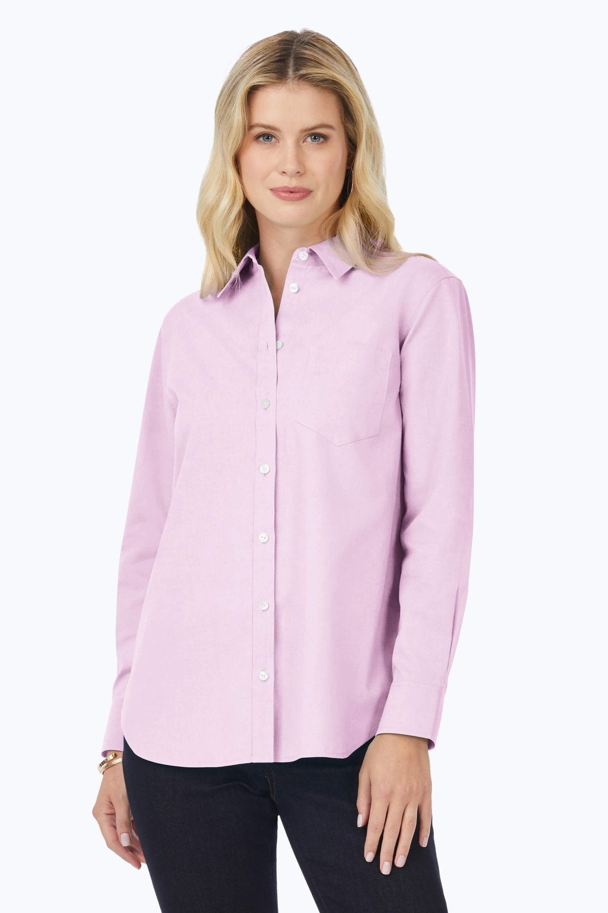 Boyfriend Pinpoint Non-Iron Tunic #color_lilac bloom