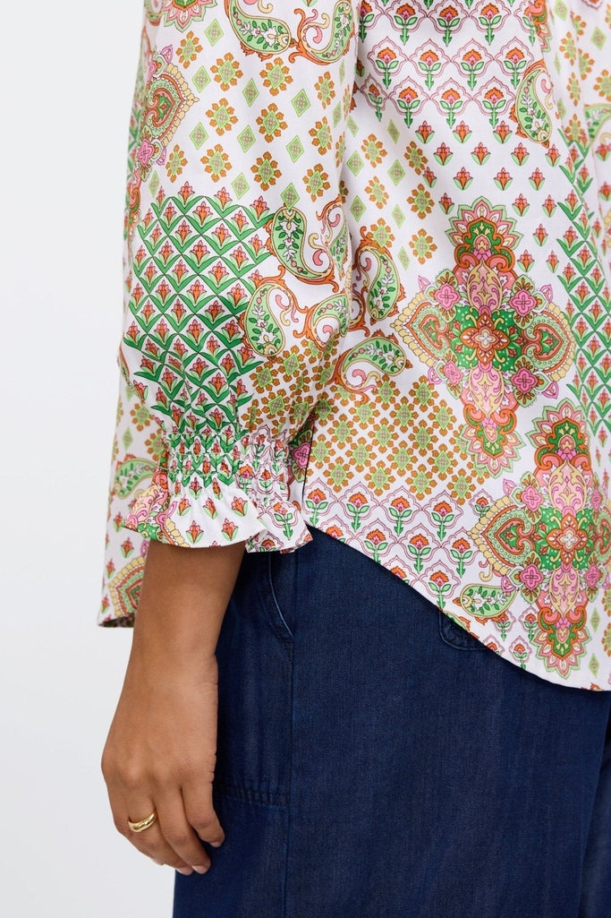 Olivia Patchwork Medallion 3/4 Sleeve Shirt