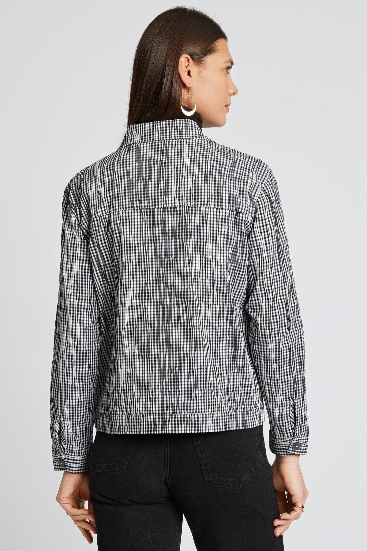 Thelma Mini Gingham Crinkle Jean Jacket