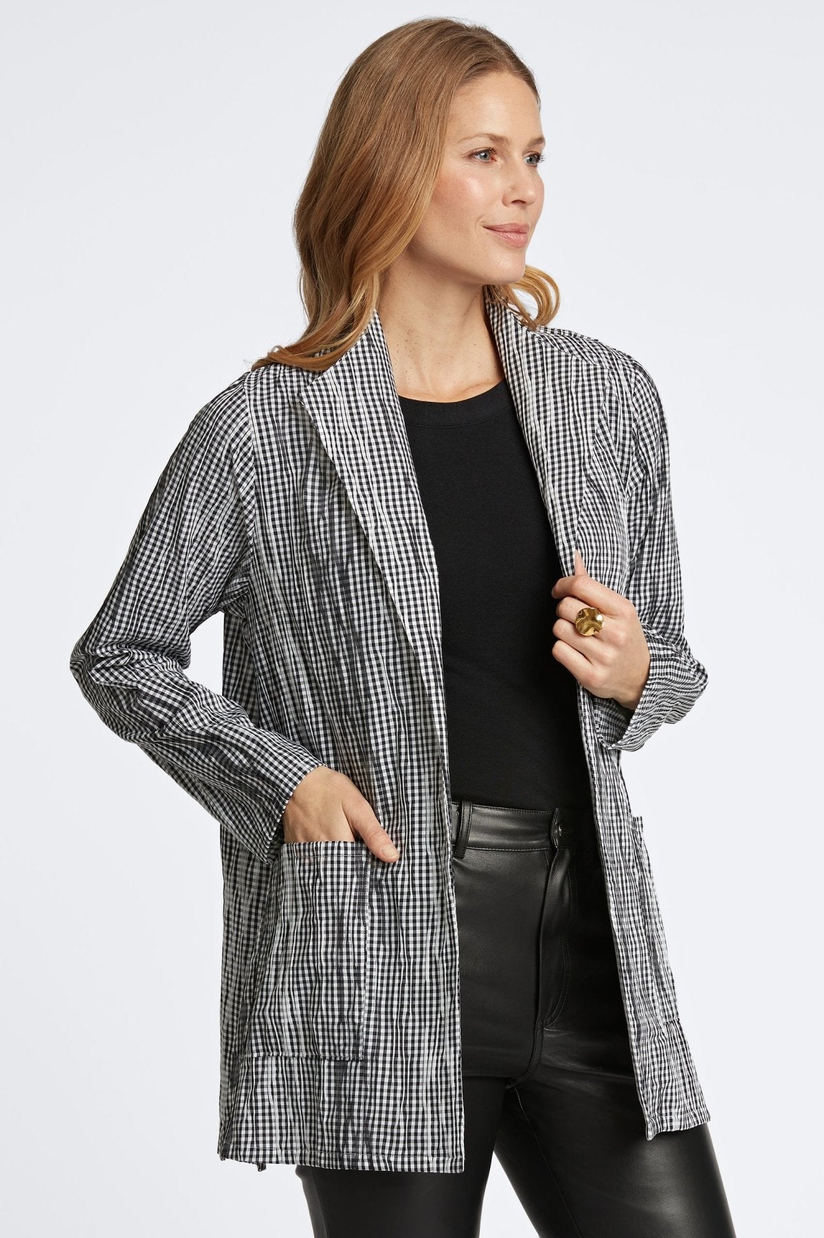 Alana Mini Gingham Crinkle Jacket