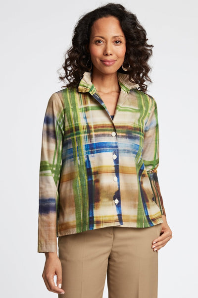 Carolina Painterly Plaid Shirt Jacket