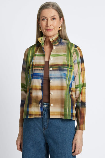 Carolina Painterly Plaid Shirt Jacket