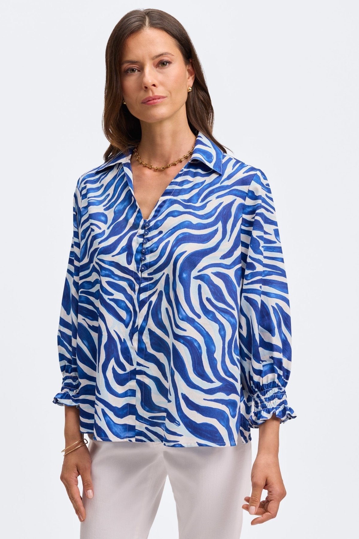 Alexis Tonal Zebra 3/4 Sleeve Popover Shirt