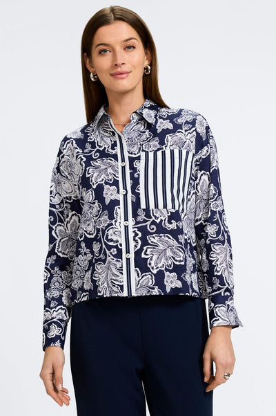 #color_navy/white woodblock floral