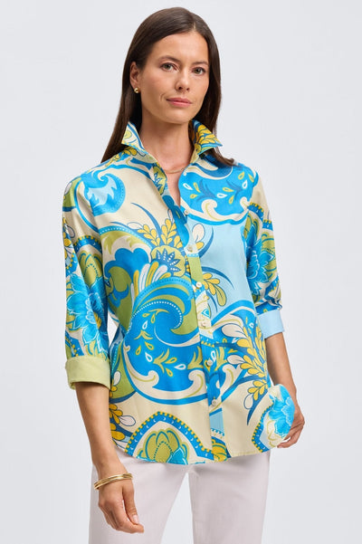 Margie Tropical Jacobean 3/4 Sleeve Shirt