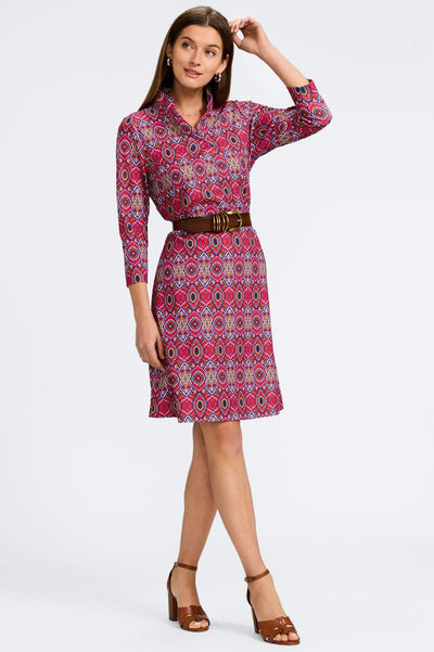 Tammy Geometric Tile 3/4 Sleeve Dress