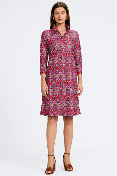 Tammy Geometric Tile 3/4 Sleeve Dress