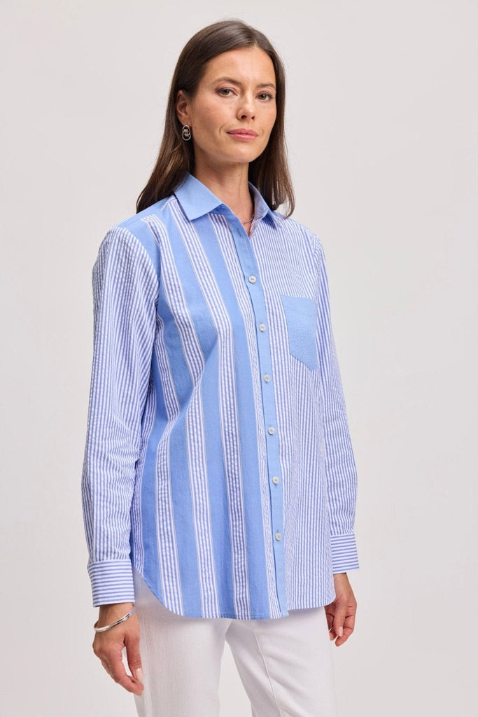 Boyfriend Seersucker Long Sleeve Tunic