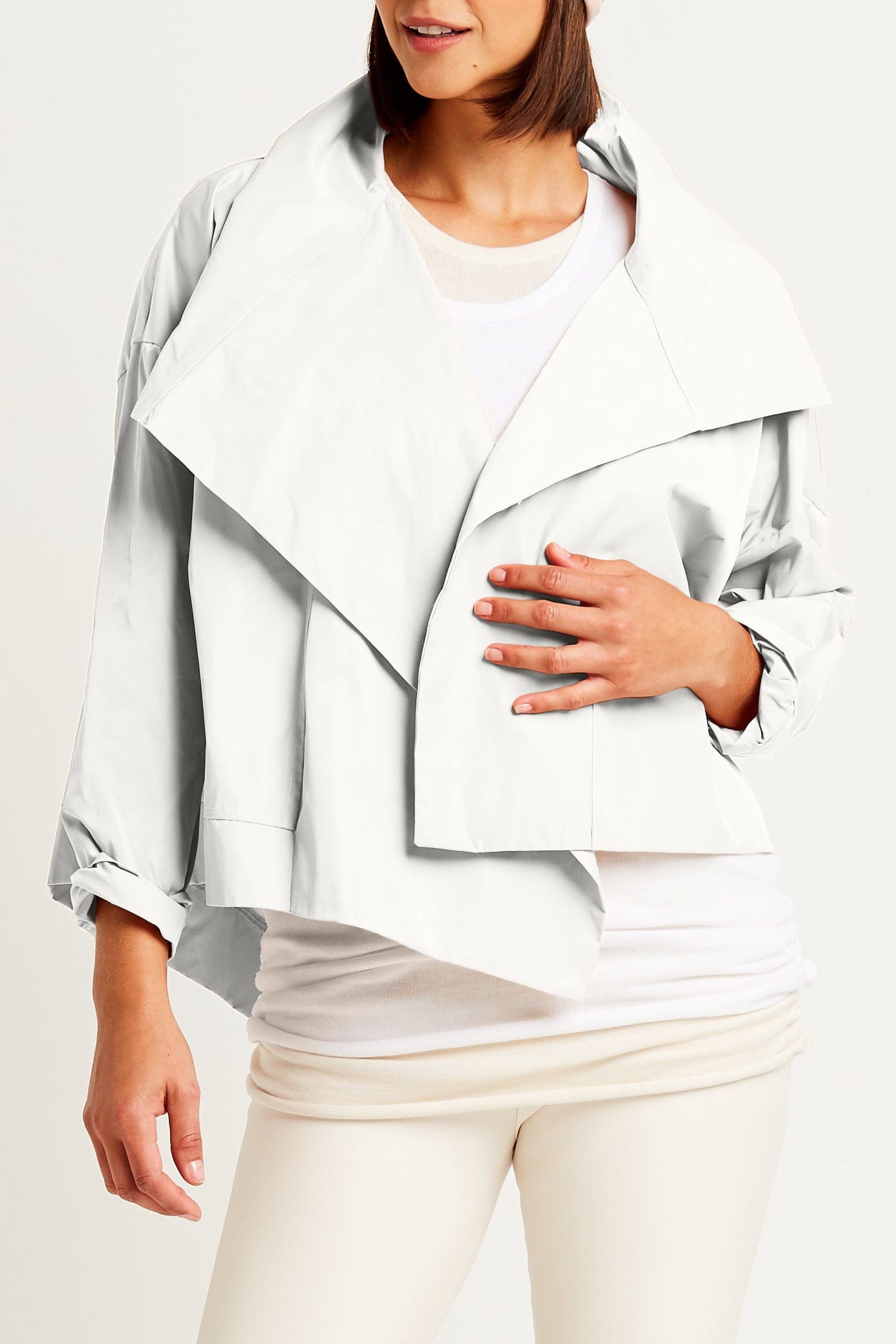 Nylon Cropped Asymmetrical Jacket