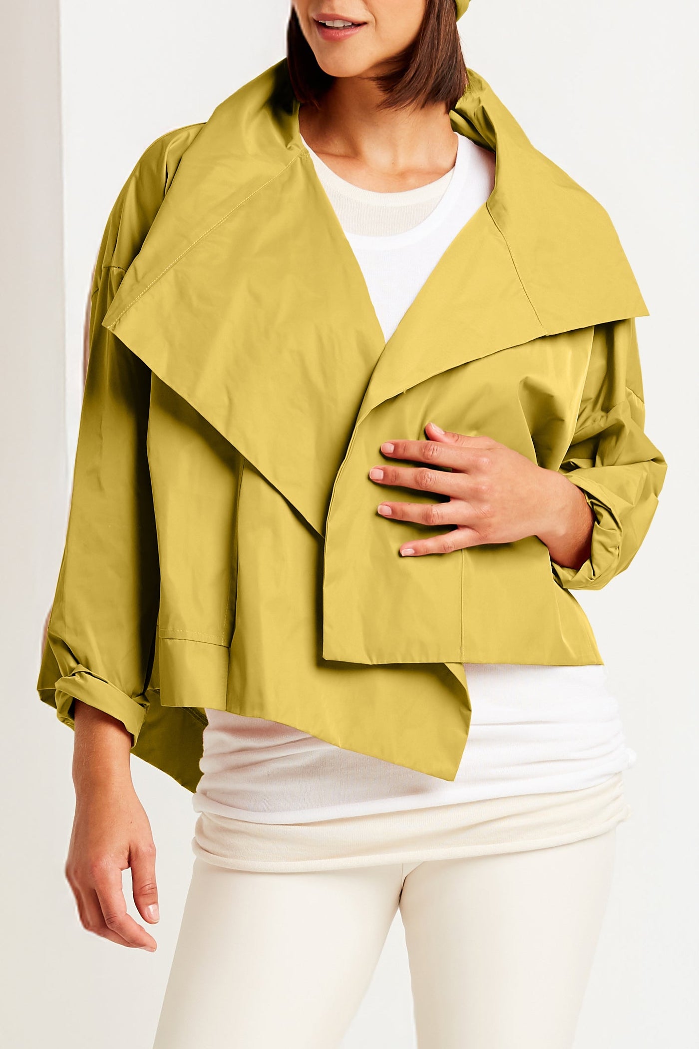 Nylon Cropped Asymmetrical Jacket
