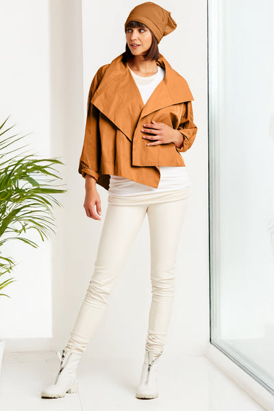 Nylon Cropped Asymmetrical Jacket