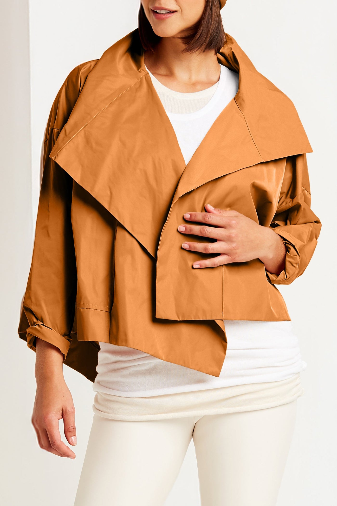 Nylon Cropped Asymmetrical Jacket