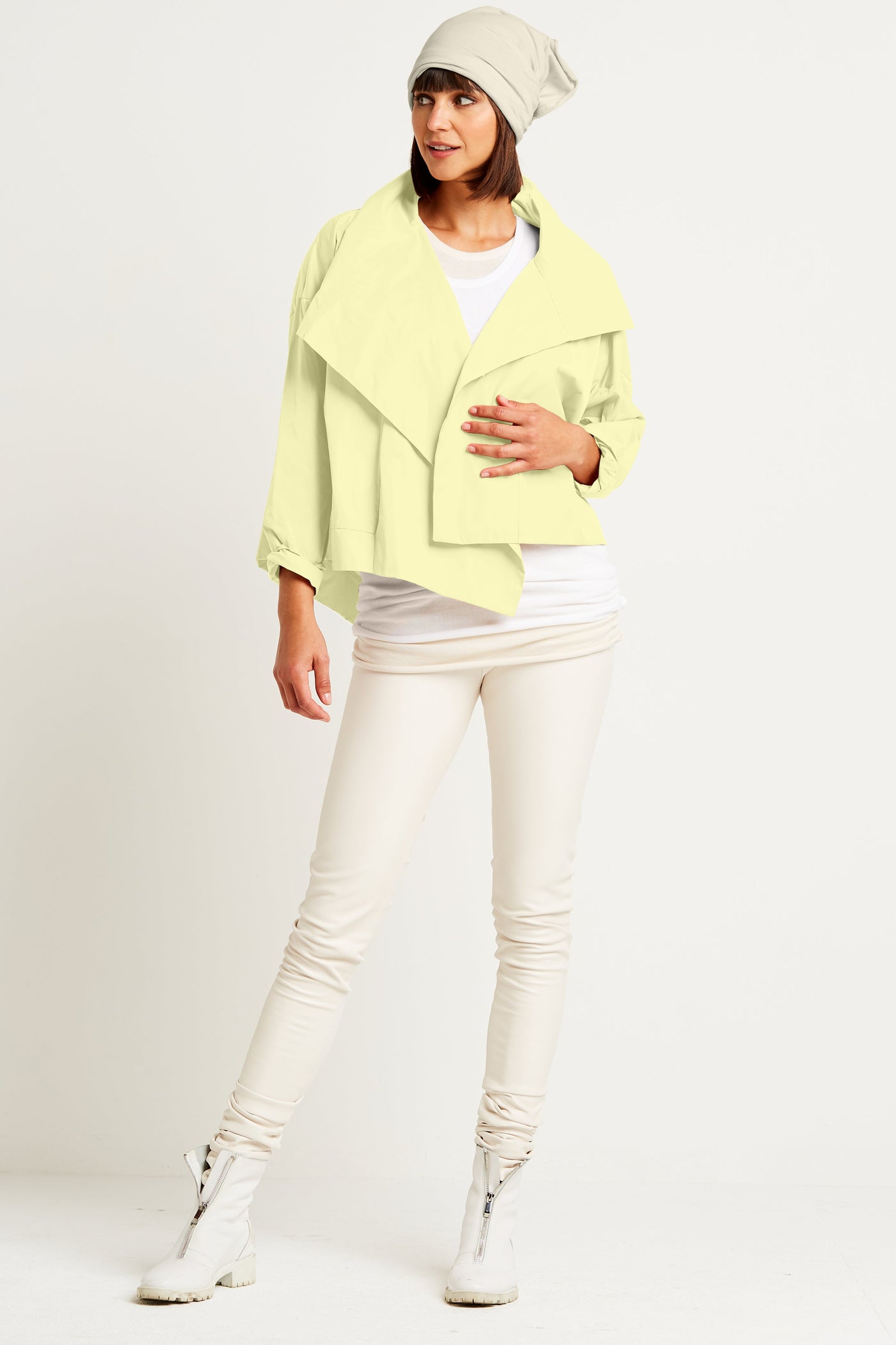 Nylon Cropped Asymmetrical Jacket