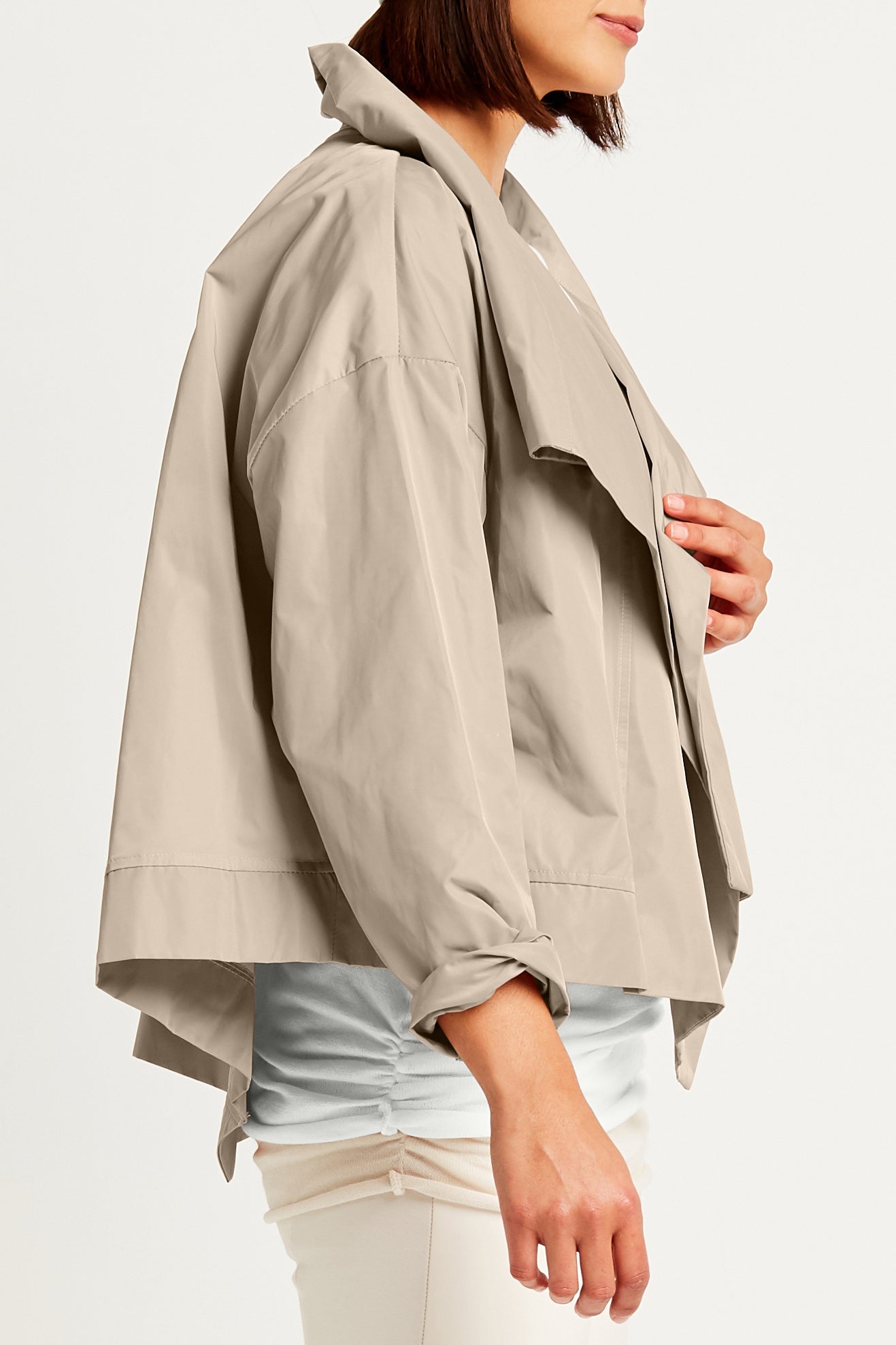 Nylon Cropped Asymmetrical Jacket