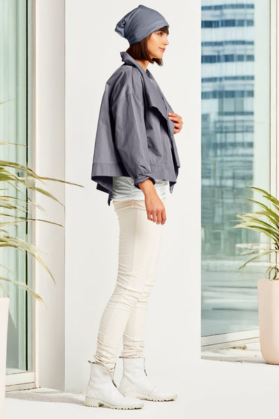 Nylon Cropped Asymmetrical Jacket