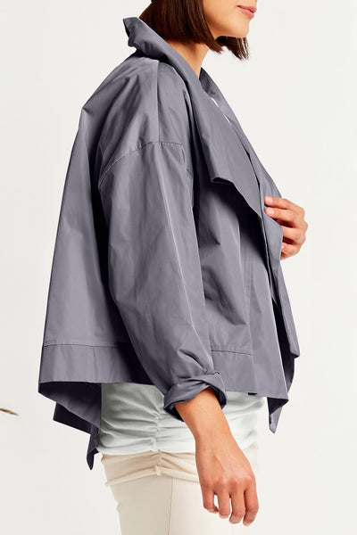 Nylon Cropped Asymmetrical Jacket