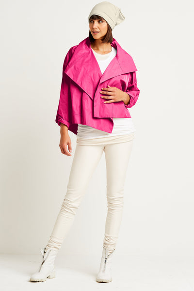 Nylon Cropped Asymmetrical Jacket