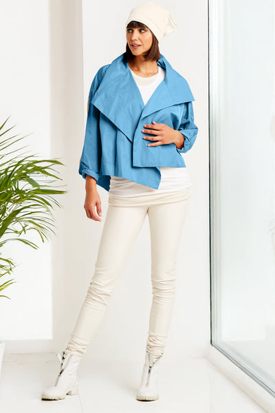 Nylon Cropped Asymmetrical Jacket