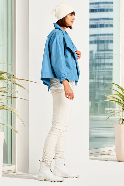 Nylon Cropped Asymmetrical Jacket