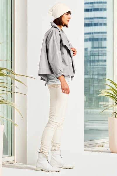 Nylon Cropped Asymmetrical Jacket