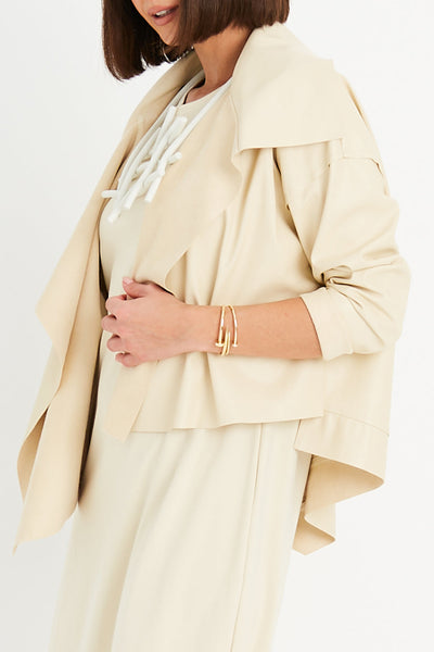 Vegan Leather Cropped Asymmetrical Jacket