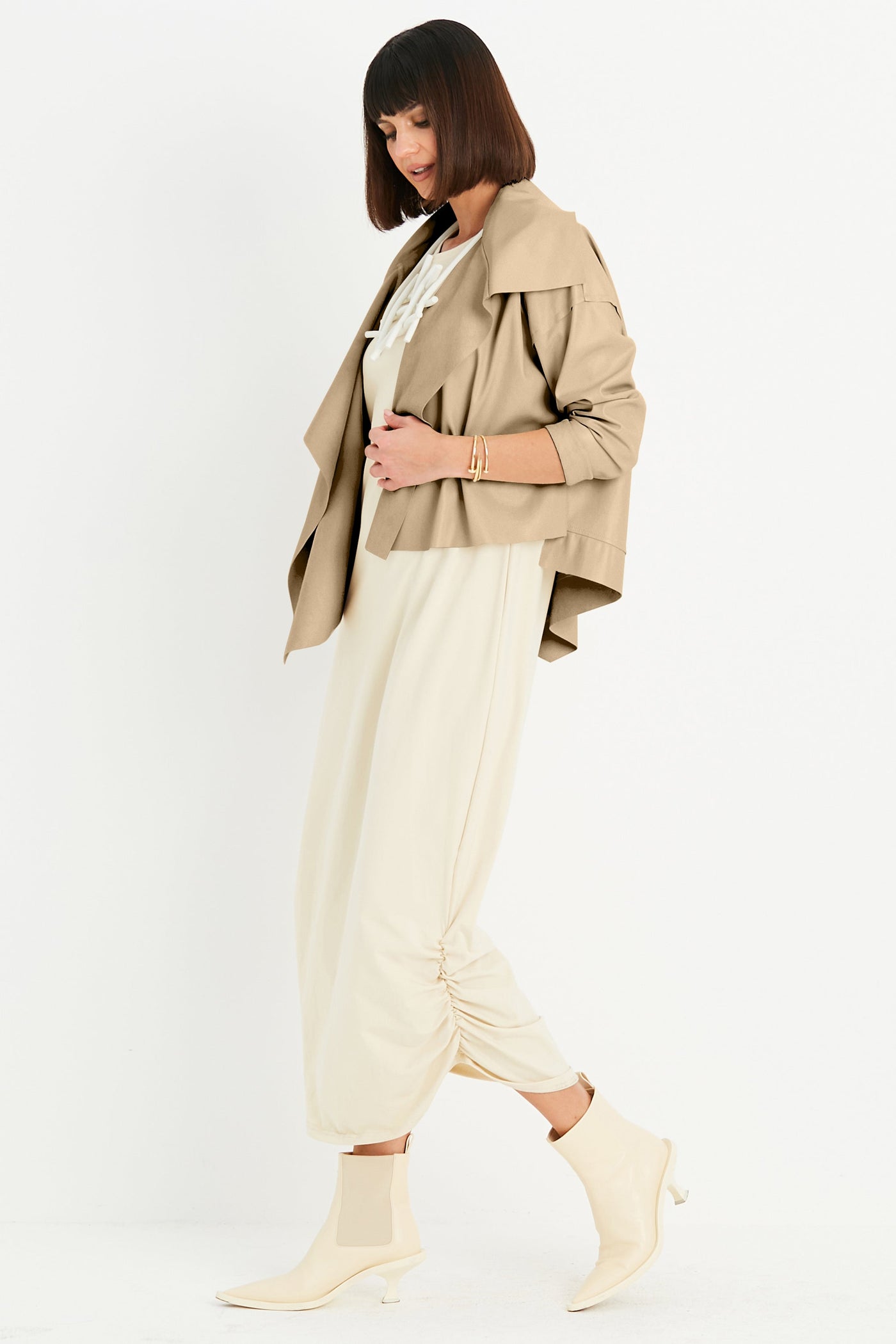 Vegan Leather Cropped Asymmetrical Jacket