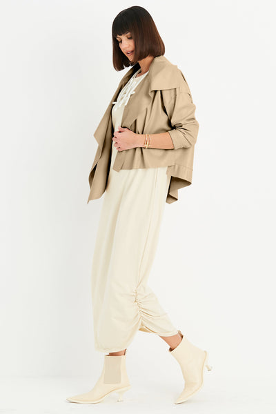 Vegan Leather Cropped Asymmetrical Jacket