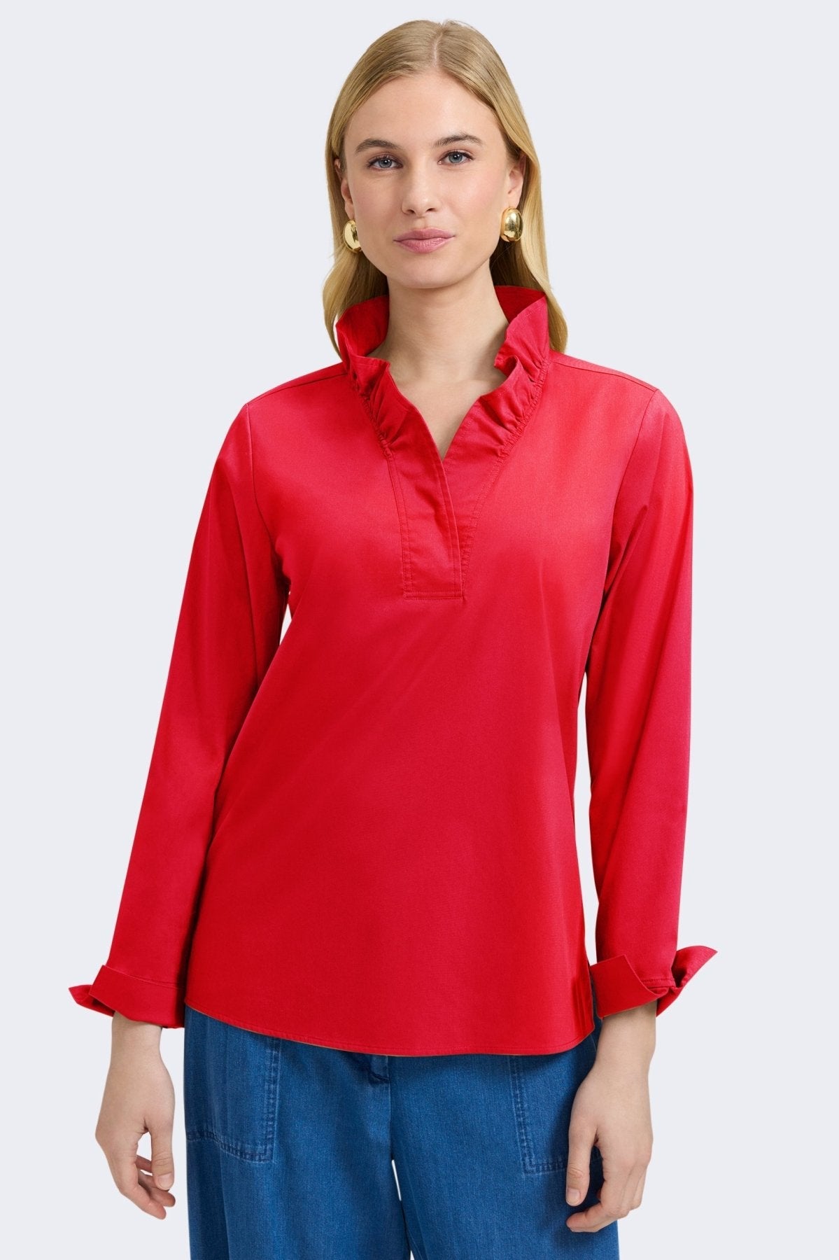 Tammy No Iron Stretch Long Sleeve Popover Shirt