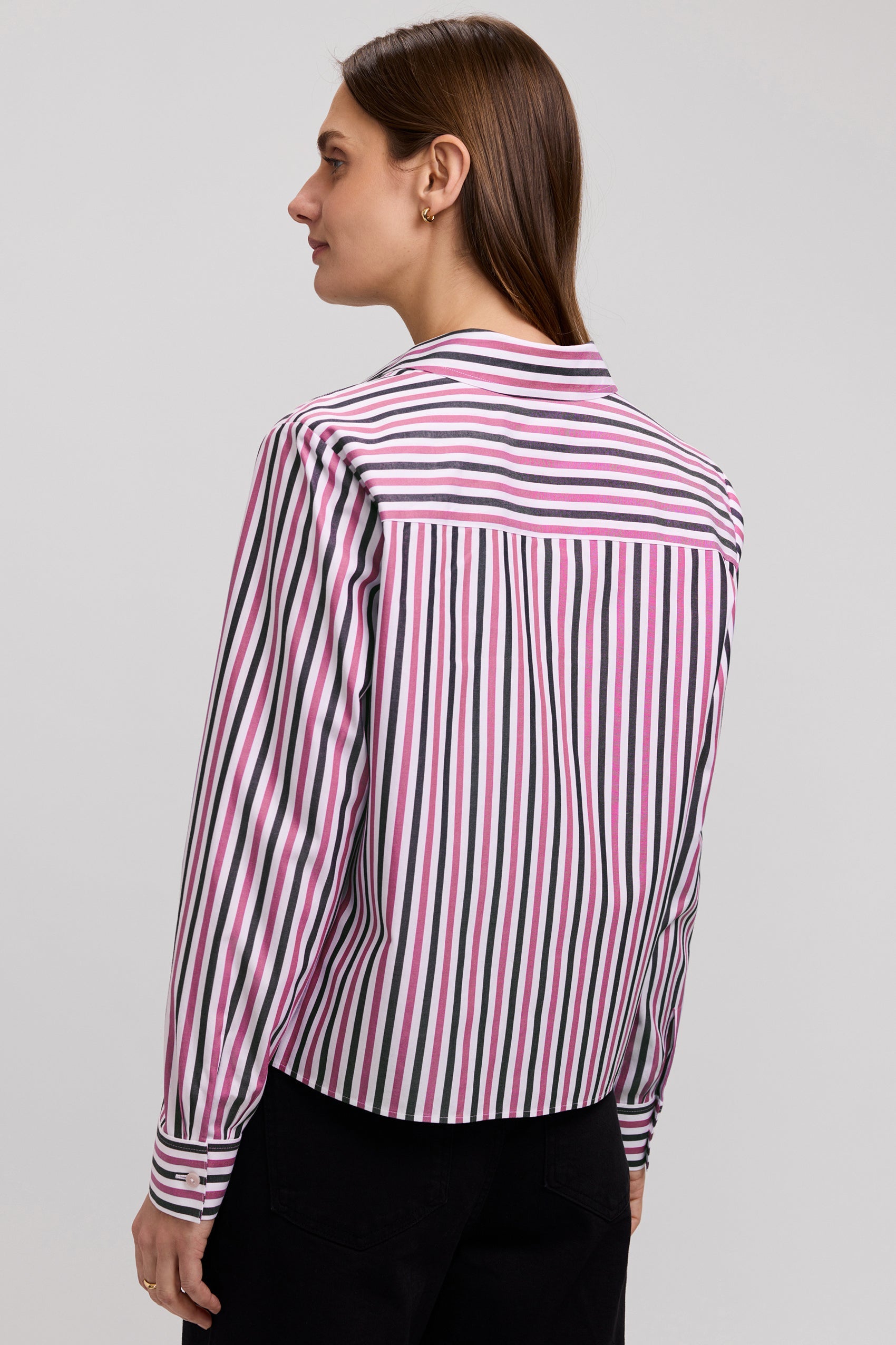 Jodie No Iron Pinpoint Stripe Long Sleeve Short Shirt