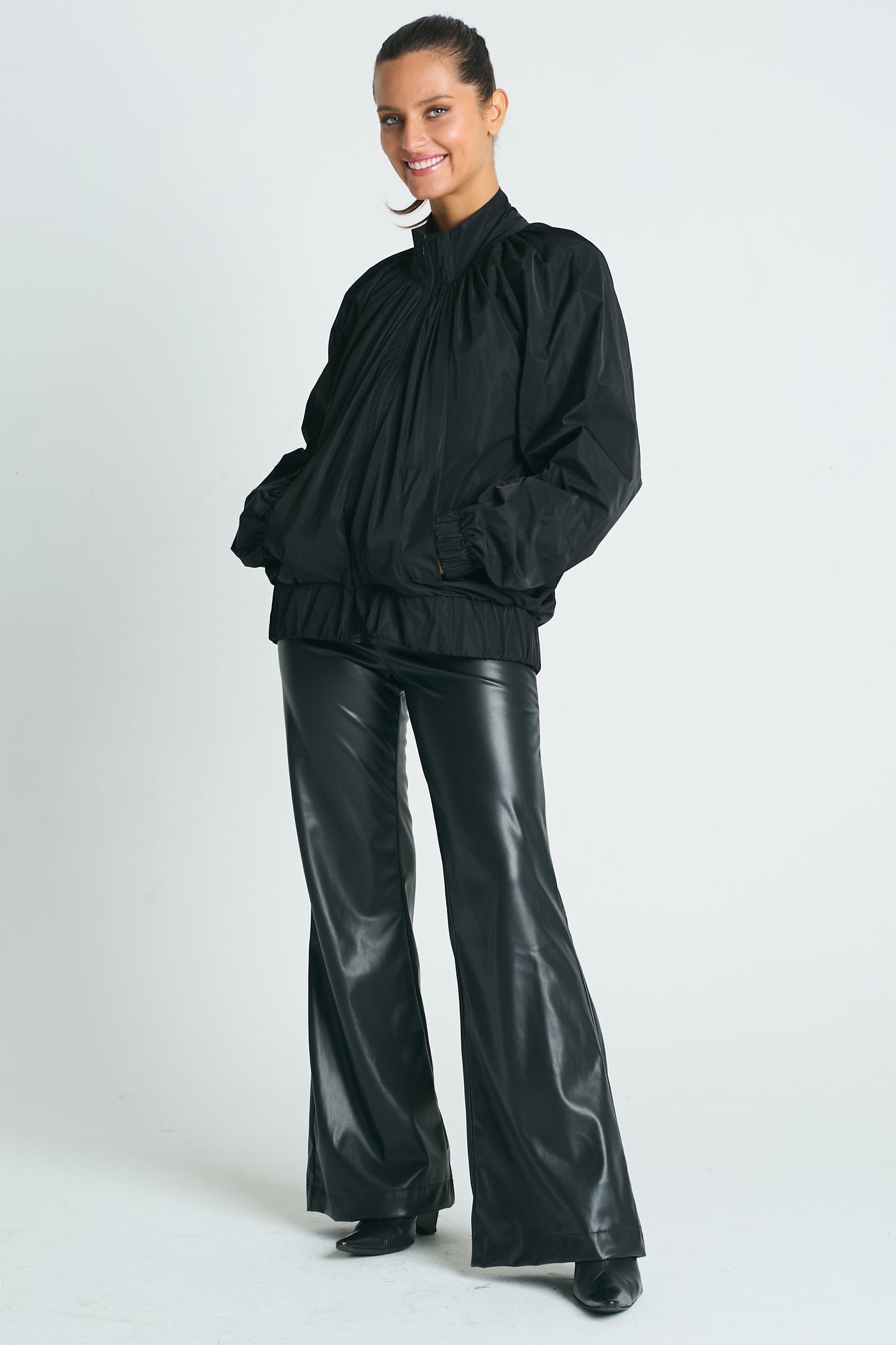 Nylon Rouched Chic Bomber