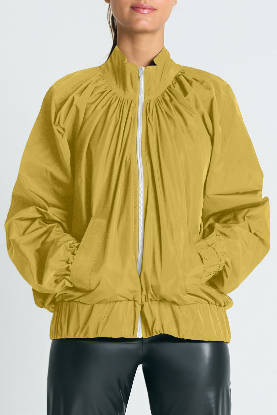 Nylon Rouched Chic Bomber