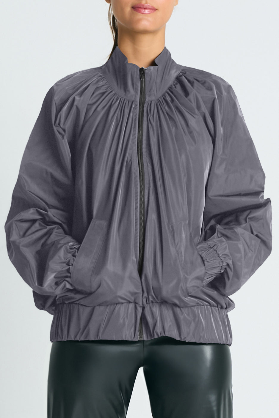 Nylon Rouched Chic Bomber
