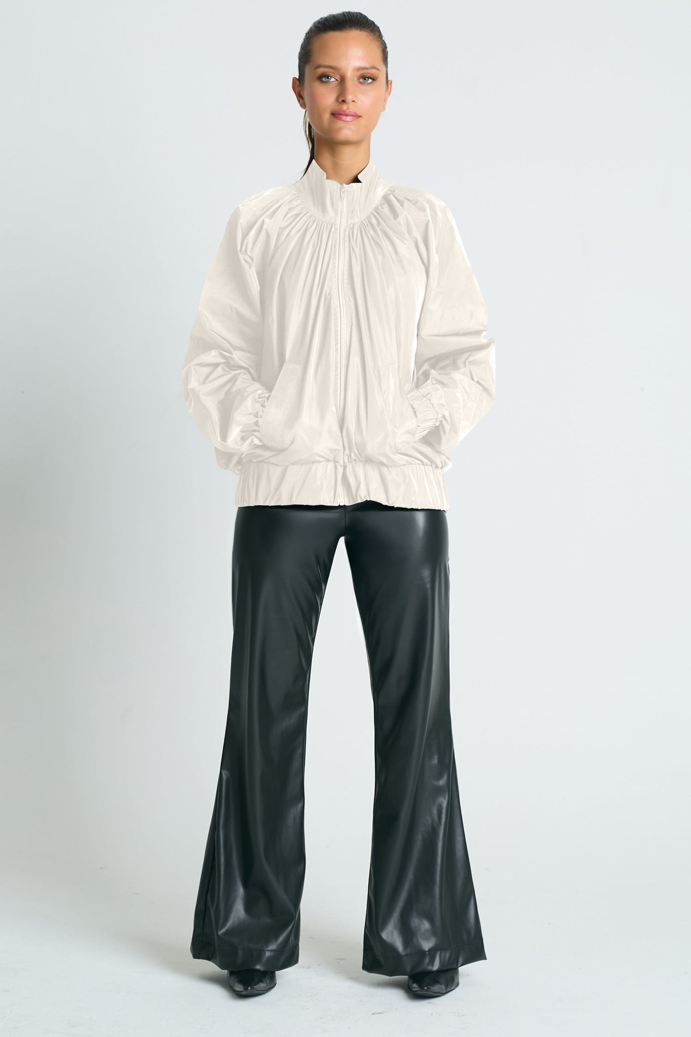 Nylon Rouched Chic Bomber