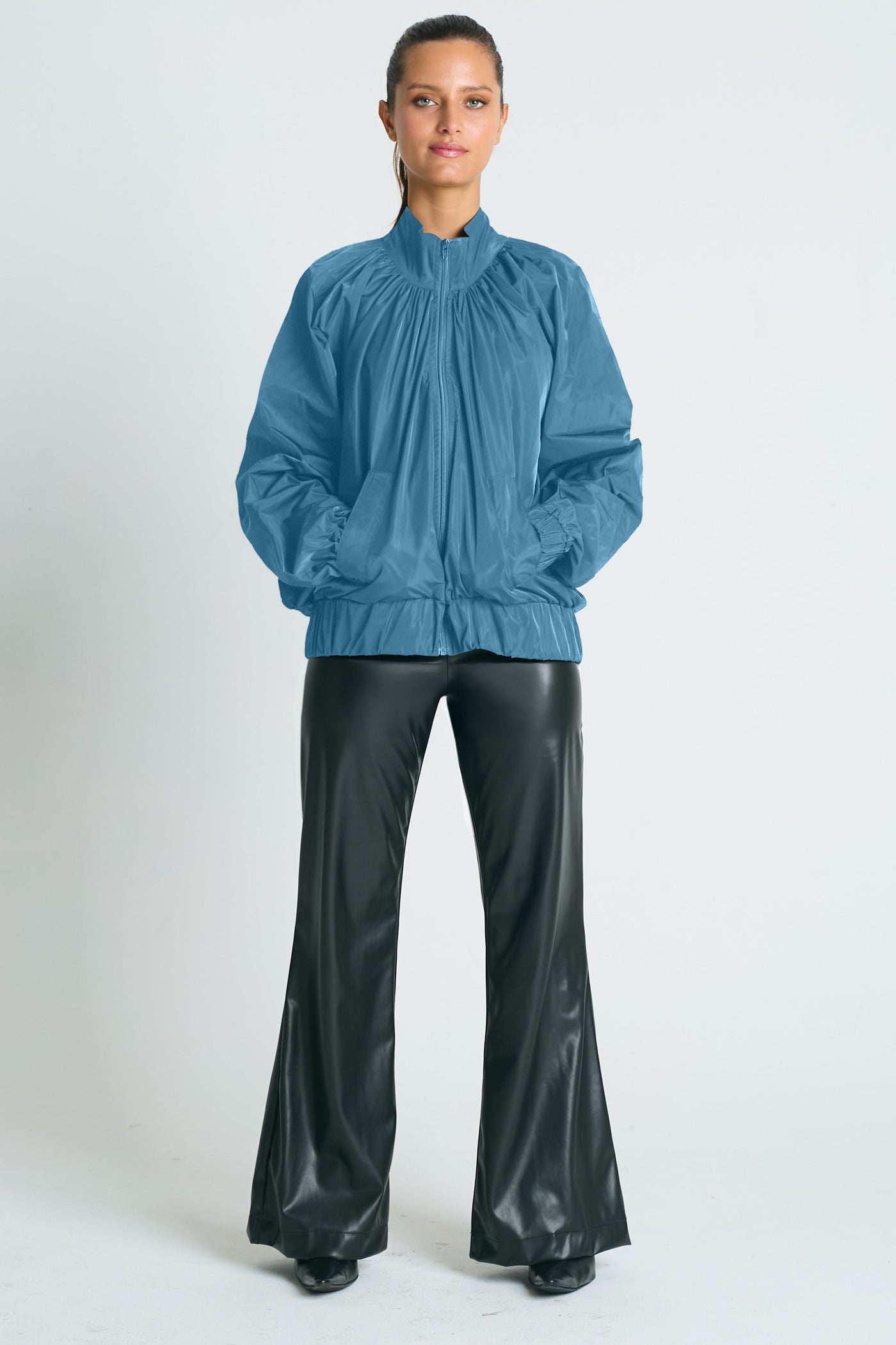 Nylon Rouched Chic Bomber