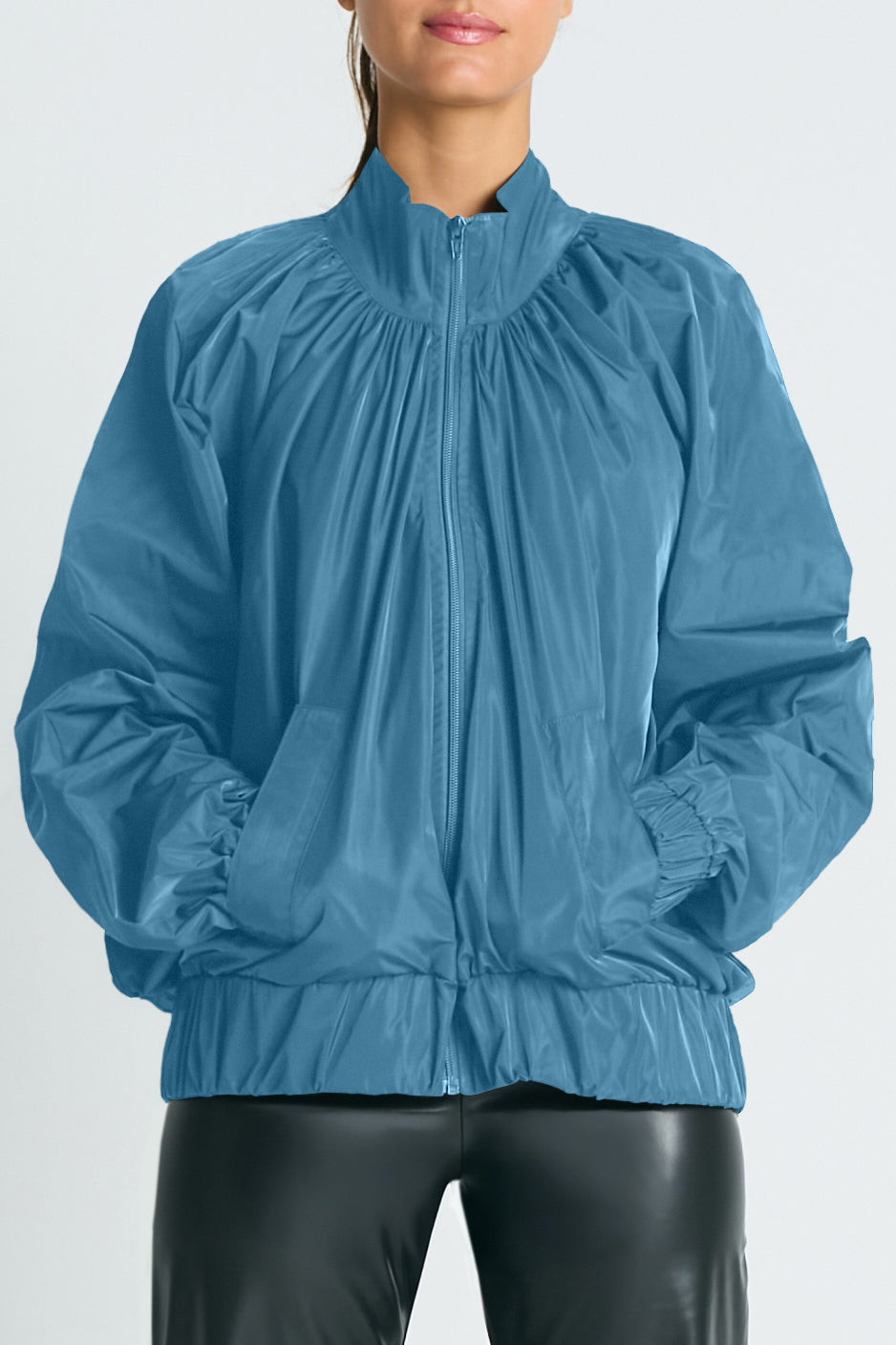 Nylon Rouched Chic Bomber
