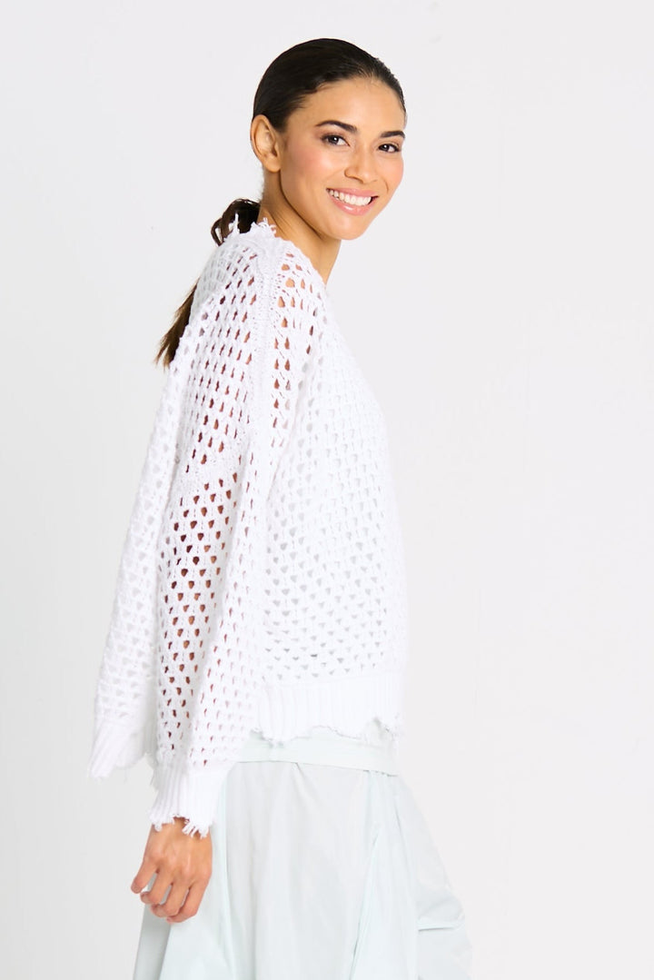 Pima Cotton Hamptons Crewneck Crochet Sweater