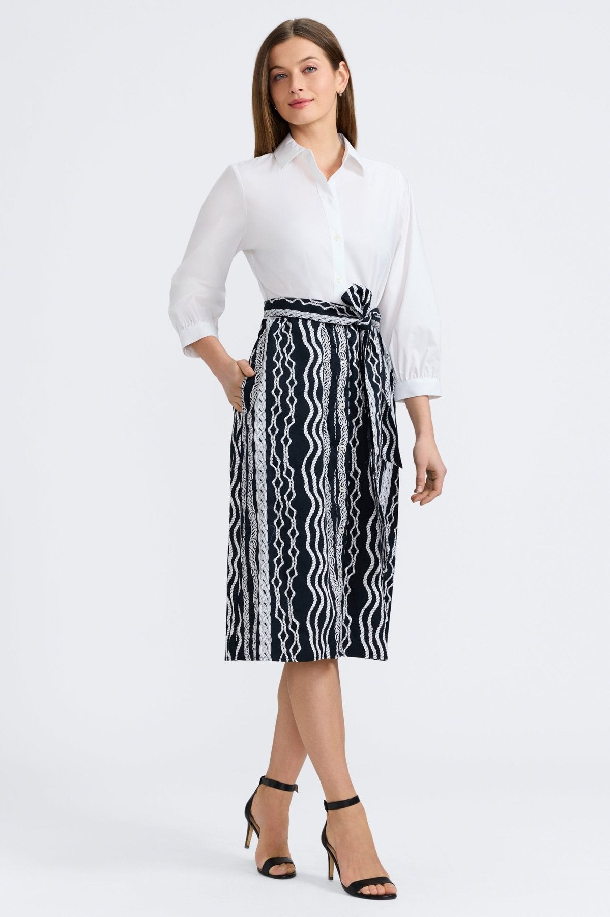 Esther Braided Belts 3/4 Sleeve Dress