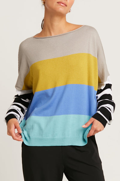 Pima Cotton All Striped Crewneck Sweater