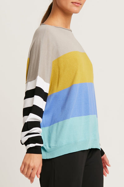 Pima Cotton All Striped Crewneck Sweater