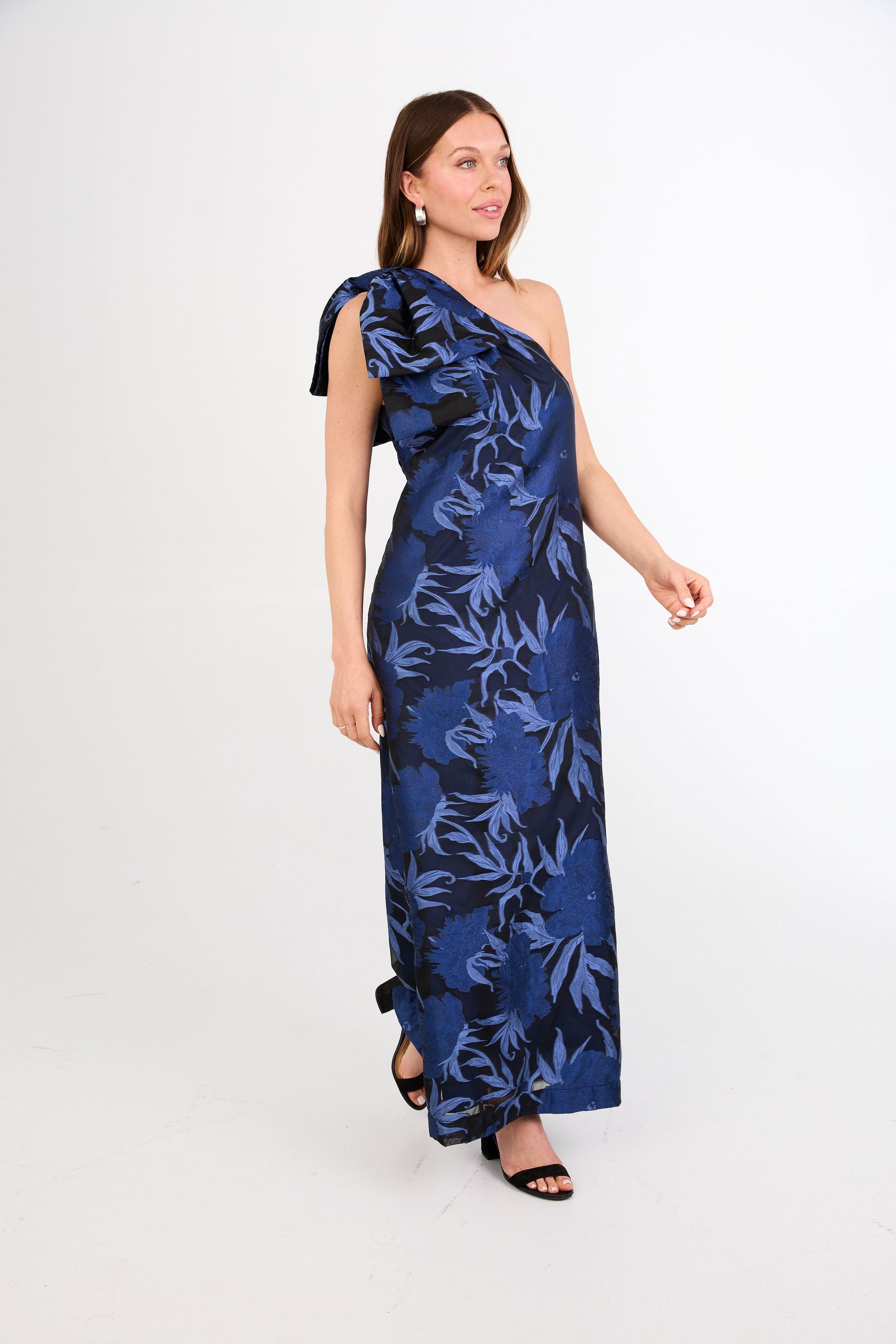 Cassie Gown Royal Blue Pansy Vine Organza